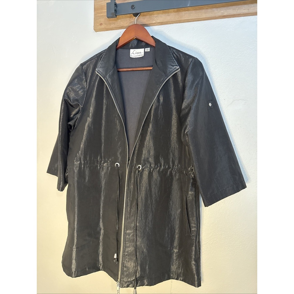 Linea by Louis Dell'Olio Black Lightweight Quarter Sleeve Drawstring Jacket M